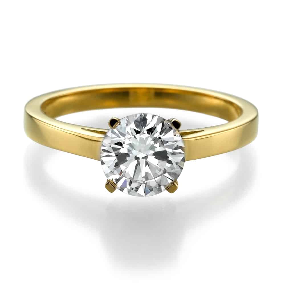 טבעת אירוסין - טבעת יהלומים - דגם טבעת סוליטר צהוב עמית 3