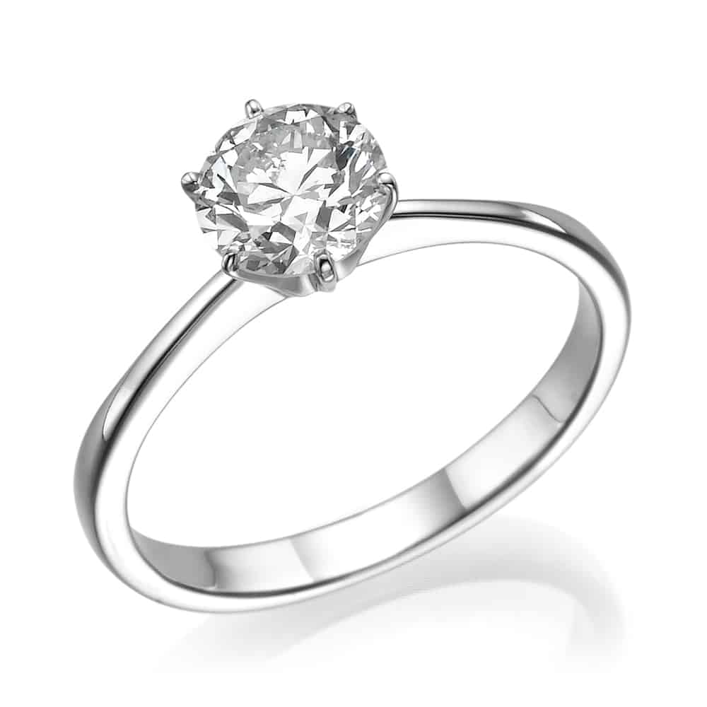 טבעת אירוסין - טבעת יהלומים - דגם טבעת סוליטר 6 שיניים