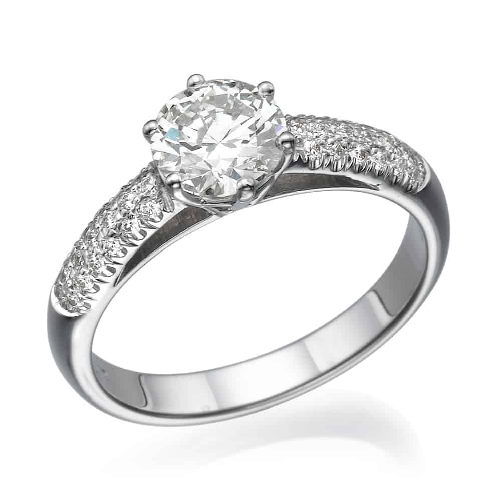 טבעת אירוסין - טבעת יהלומים - דגם פסטר בלבן