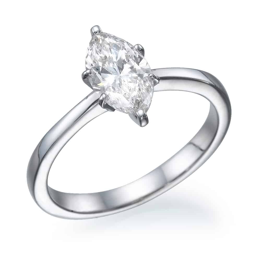טבעת אירוסין - טבעת יהלומים - דגם מרקיזה חלקה