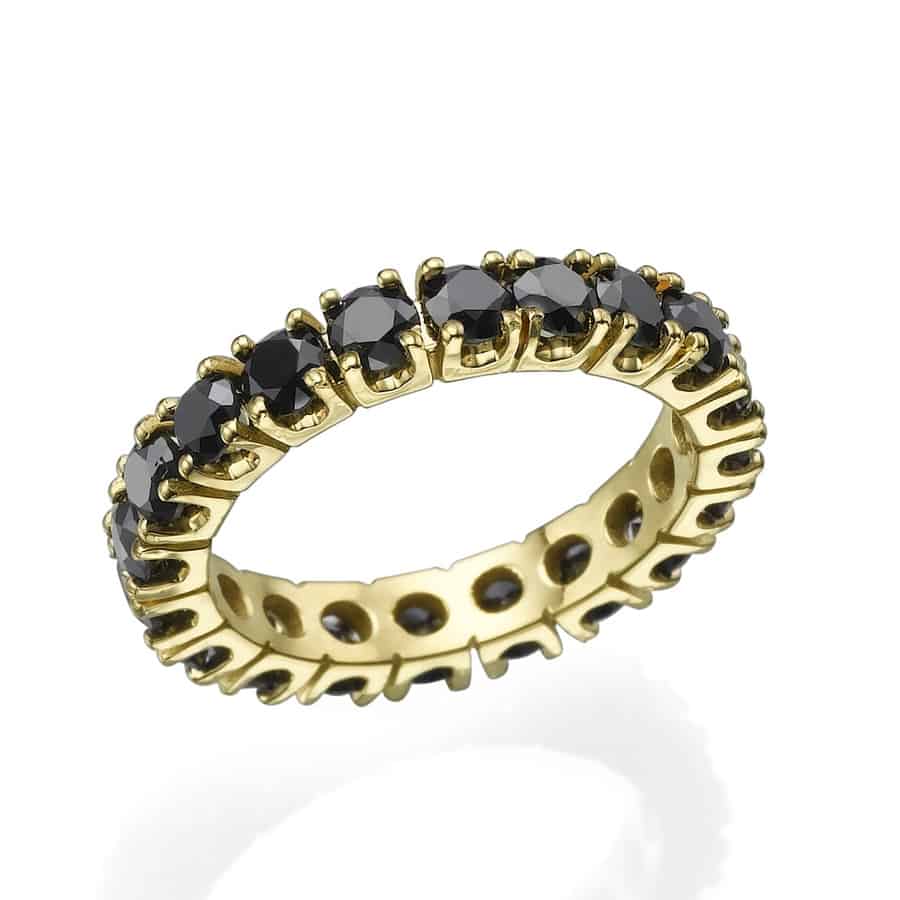 טבעת אירוסין איטרניטי משובצת יהלומים שחורים