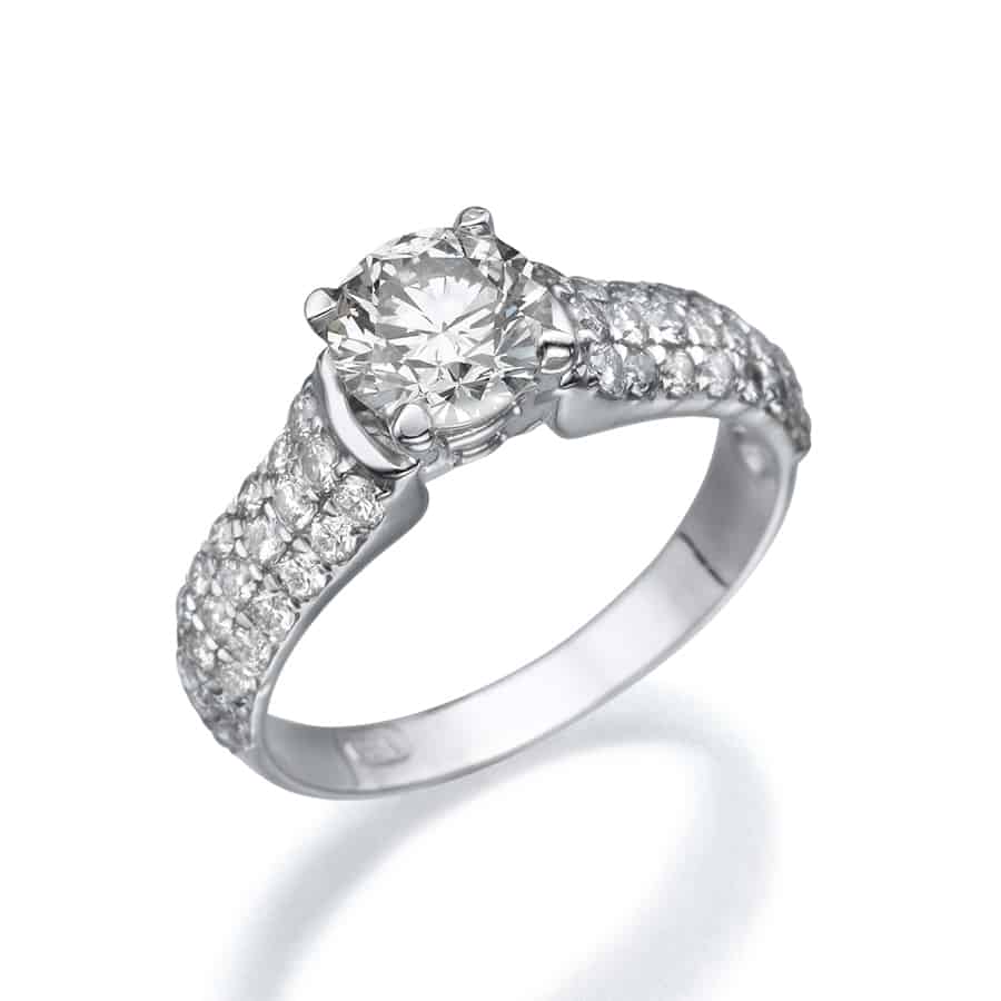 טבעת אירוסין שיבוץ “פאווה ” 2 קרט טוטאל