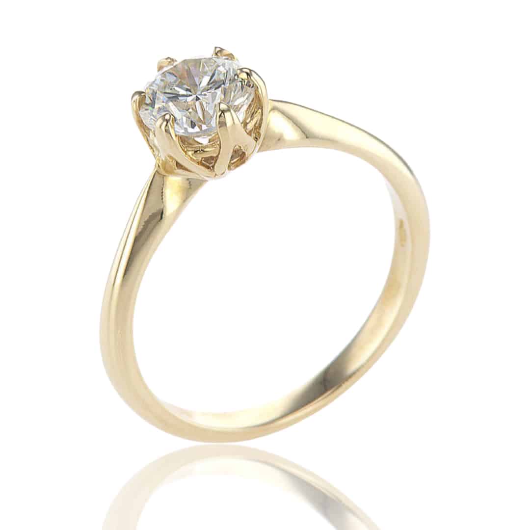 טבעת אירוסין משובצת יהלום 1 קרט