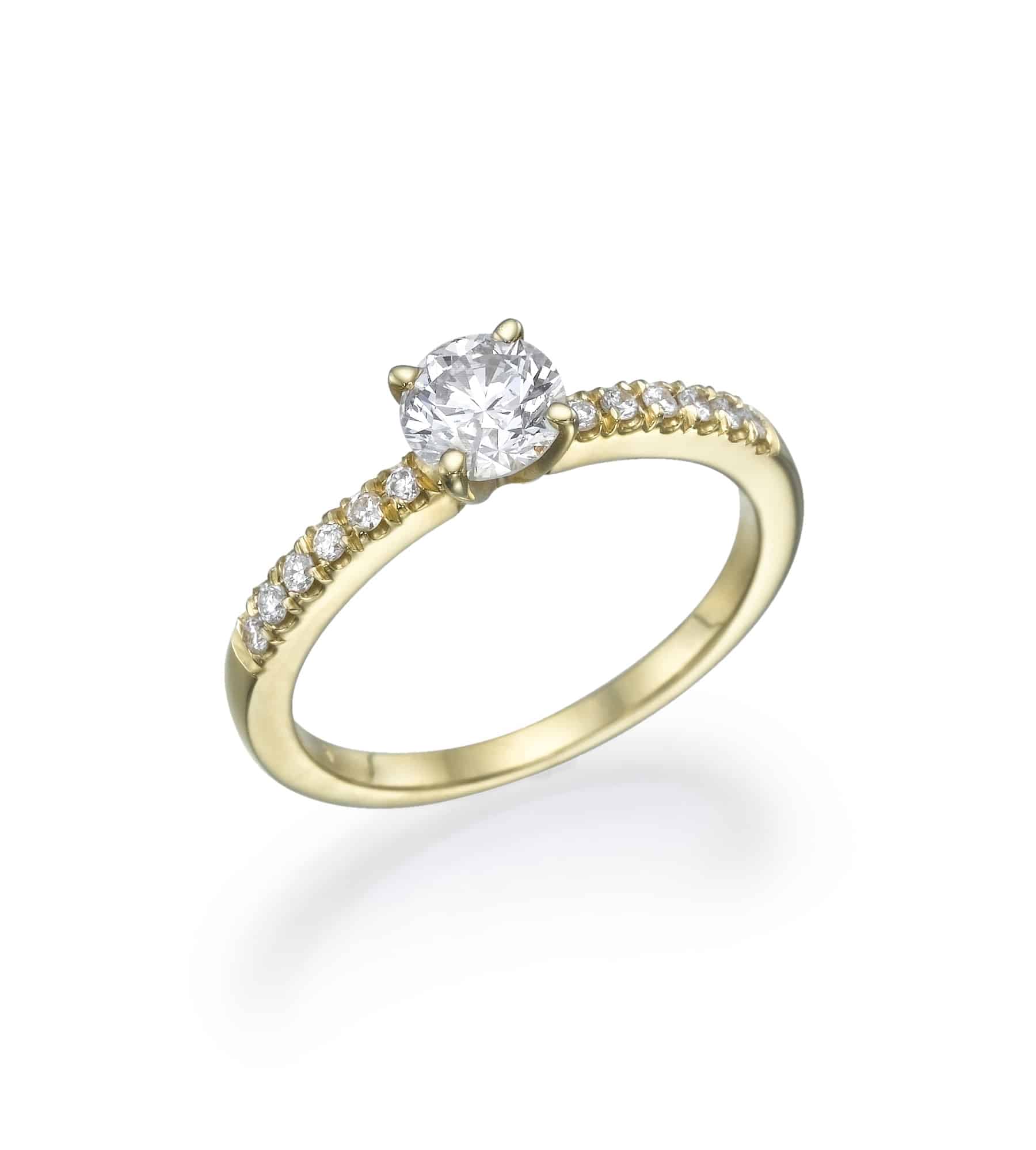 טבעת אירוסין זהב 14k משובצת יהלומים